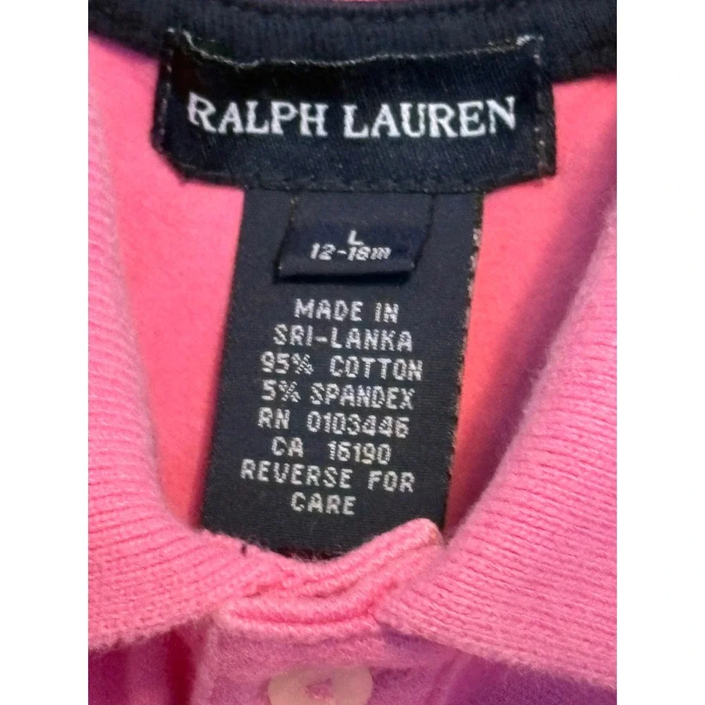 Ralph Lauren Polo Dress Girls 18M Pink Sleeveless Racerback Cotton Pique